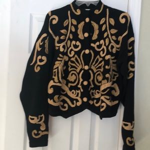 Vintage Marisa Christina Embroidered Button Knit Cardigan Size Large